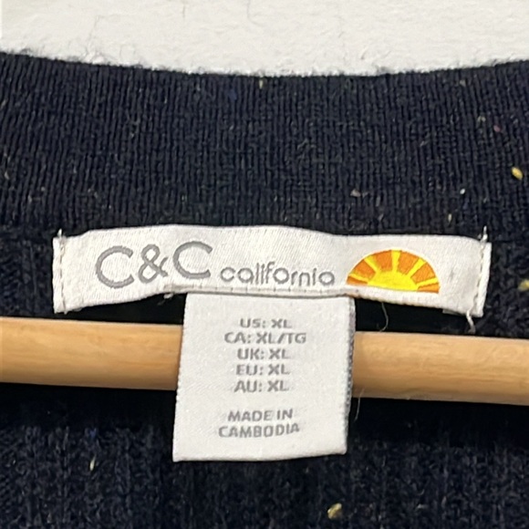 C & C California Merino Wool Alpaca Blend Open Cardigan in Navy Blue XL - Picture 3 of 9